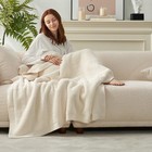 Reversible Waffle Weave Throw Blanket  Chenille Knit With Warm Sherpa  Soft C   