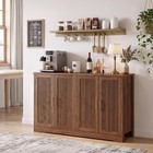 55 5  Fluted Storage Credenza Sideboard Buffet Cabinet 4doors Adjustable Shelves