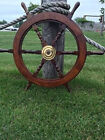 Handmade 24 Inch Vintage Wooden Ship Wheel Nautical Boat Ship Wheel Wall Decor