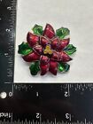 Miriam Haskell Christmas Flower Poinsettia Rhinestone Vintage Pin Brooch J-658