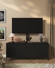 Tv Stand With Mount  Fabric Dresser With 6 Drawers For 32 45 55 60 65 75 Inch   