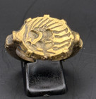 Large Ancient Roman Ring  Bronze Ring With Decorated Engraved Bezel Antique Ring