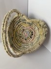 Vintage Rolled Rag Cloth Heart 14  Basket Primitive Country Farmhouse