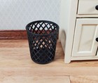 Dollhouse Trash Can Garbage Waste Paper Basket Black Mesh 1 12 Scale Miniature