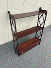 67719 Bombay Mahogany Wall Shelf With Drawer And Lattice Sides