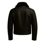 Mens Genuine Leather Aviator Bomber Jacket Black Fur Collar Pilot Flight Coat