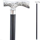 Vintage Antique Walking Cane Wooden Walking Stick Silver Brass Handle Knob Gift