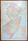 Vintage 1901 New Jersey Map 14 x22   Old Antique Original Mercer County Trenton