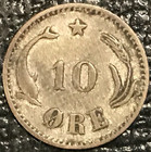 Rare Date  Better Grade 1884  Denmark Silver 10 Ore-may225