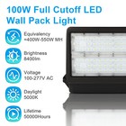 100w Full Cutoff Led Wall Pack Light Waterproof Outdoor Area Light Fixture 5000k