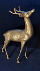Vintage Mid 20th  Century Solid Brass Deer   Buck And Doe  statues  Figurines 