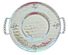 Vtg  B w   buenilum  Hand Wrought Hammered Aluminum Tray W etched Floral Design