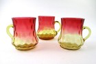 Set Of 3 - Antique Amberina Art Glass Handled Punch Cups Mugs Victorian C 1890 s