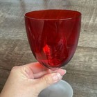Vintage Ruby Red Wine Water Glasses Frosted Stem 6 25    Set Of 4