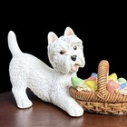 Peakdale Westie Easter Bunny Basket Figurine Easter Eggs Happy Easter