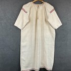 Antique Hand Embroidered Peasant Dress Ukrainian Vyshyvanka Linen Shirtdress