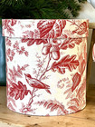 Antique French Fabric Lrg Box Christmas Holly Birds Holly Berries Acorns