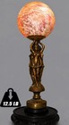 Rare Victorian Art Nouveau Three Graces Bronze Figural Lamp Original Globe Shade