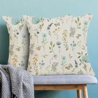 Spring Pillow Covers 16x16 16  X 16   pack Of 2  Aqua Teal Sage Green Flowers