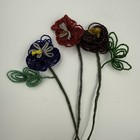 French Beaded Flowers Red Blue Deep Red