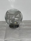 Original Vintage Clear Glass Embossed Baseball Piggy Ball Bank Rare Black Top