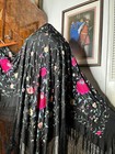 Vintage Piano Shawl  Vibrant  Silk  Spanish Floral Design