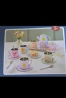New Rainbow Tin 18 Pc  Tea Set  Play Plates Spoons Teapot Tea Party Play Set