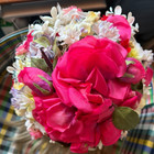 Vintage I  Magnin Floral Fascinator Hat     Hot Pink Velvet Rose   Wildflower Beeh