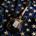 Black Over 3ts St Aged Electric Guitar Solid Body Sss 6 String Chrome Hardware