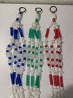 Vintage Macrame Beaded Plant Hanger Lot Of 3  Very Unique 