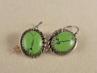 Mathilda Benally Navajo Sterling Silver Green Turquoise Earrings Signed Mb