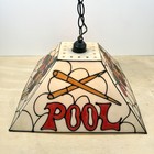 Vintage Billiard Pool Table Plastic Light Cover Mcm Stained Glass Look Vtg Nice