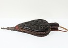 Antique Arts   Crafts Hand Carved Fireplace Bellows  Late 1800s  Wood leather