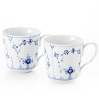 new  Royal Copenhagen Blue Fluted Plain Pair Mug Small Porcelain Floral 280ml