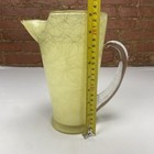 Mcm Yellow Spaghetti String Art Glass Pitcher 9    Gold Thread Atomic Style Vtg