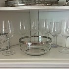 Serving Bowl Silver Rim Glass Mid Century Modern Italian Style Barware Vintage