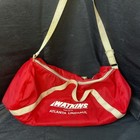 Vintage Watkins Motor Lines Atlanta Linehaul Red Duffel Bag Trucking 24   
