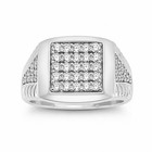Diamonair 1 00 Ct Round Cut F vs  Lab Grown Diamond Sterling Silver Men s Ring