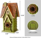 12  H Green Hanging Distressed Solid Wood Garden Bird House Decoratvie Birdhouse