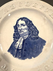 Rare Antique William Penn Blue Transferware   Alphabet Abc Plate  7 5  A Beauty