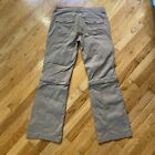 Prana Pants Women Sz 8 Brown Nylon Convertible Zip Off Wide Leg Hiking Camping