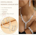 Huasai Silver Rhinestone Jewelry Set For Women  Sparkly Necklace Earrings Bracel