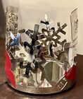 Yankee Candle Silver 3 Wick Candle Sleeve Holder Snowman   Snowflakes Christmas