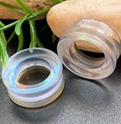 Pair Aurora Borealis Iridescent Glass Double Flare Tunnels Plugs Gauges