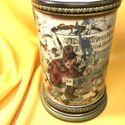 German Mettlach Pug 0 5l Pewter Lidded Beer Stein -  night Watchman  C  1894