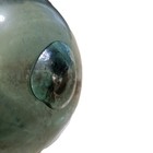 Antique Japanese Glass Fishing Float 15  Circ Green Blown Button Seal Nautical