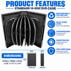 Standard Black 14 Disc Dvd Replacement Case 45mm 6 Trays Clear Sleeve Movie Case