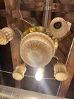 Antique Art Deco Brass Pan Ceiling Light Fixture Chandelier Victorian