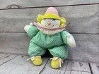 Vintage Eden Clown Plush Baby Rattle Green White Polka Dot Doll Yellow Pink Hat