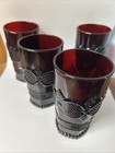 Vintage Avon Ruby Red 1876 Cape Cod Set Of  4  5 1 2    12oz Glass Flat Tumblers